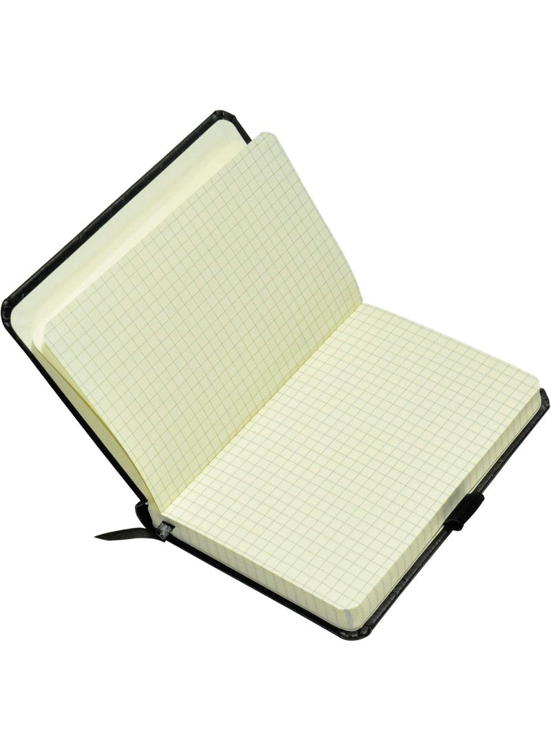 FIS Executive Ostrich Italian PU Cover Notebook, Ivory Paper, 5 mm Square With Elastic Band, Black Color, 120 Sheets, Pen Holder and Gift Box, A6 Size - FSNBEX5MMA6BK - Image 2